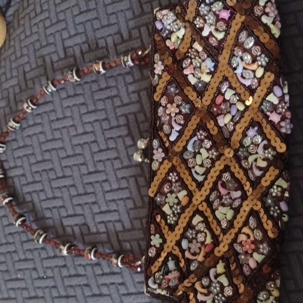 Vintage hand beaded and sequins  evening purse